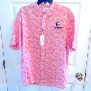 Southern Tides Chicago NorthEastern University XL Linen Button Down Shirt NWT